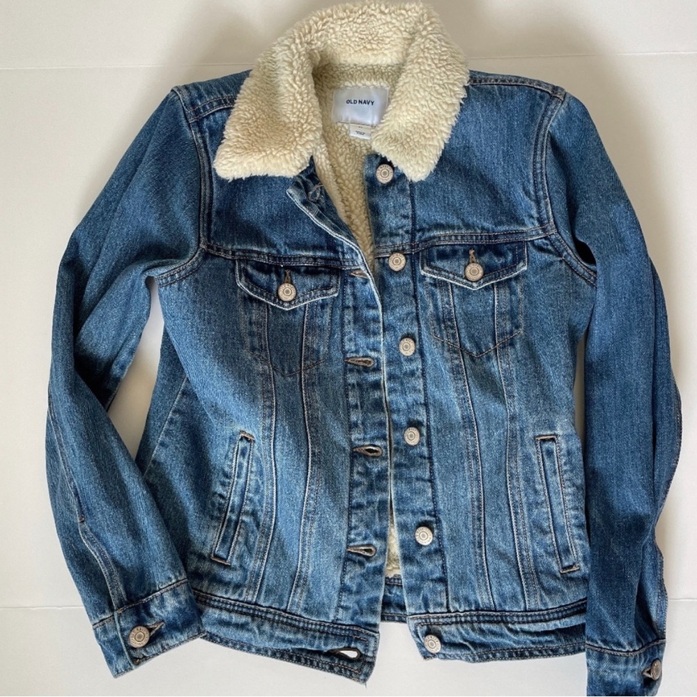 Sherpa Trucker Denim Jacket Size XS